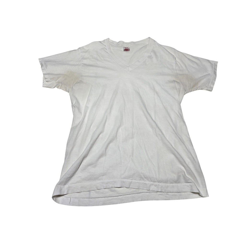 Vintage BVD White V-Neck T-Shirt Made USA  Blank‎ Tee Mens S As-Is Indie Sleaze